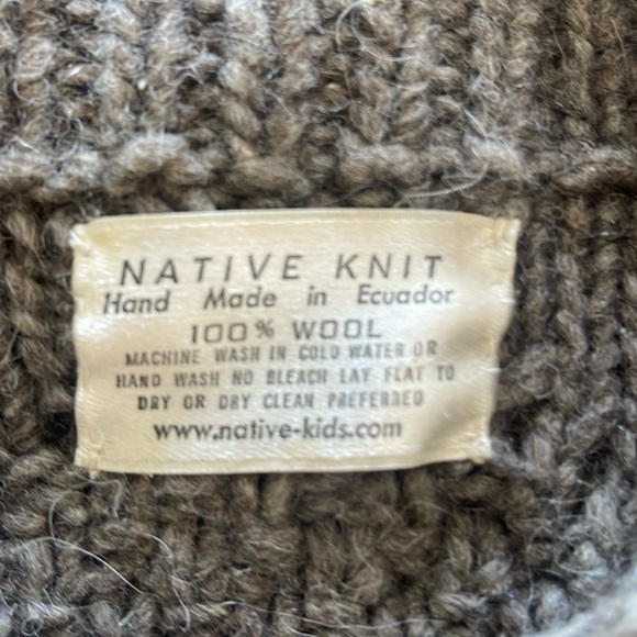 Ecuador Native Knit -  hand made chunky fisherman 100% wool cardigan - size L - Picture 4 of 6